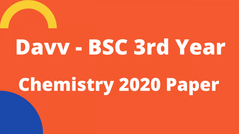 BSC 3rd year chemistry paper 2020 DAVV